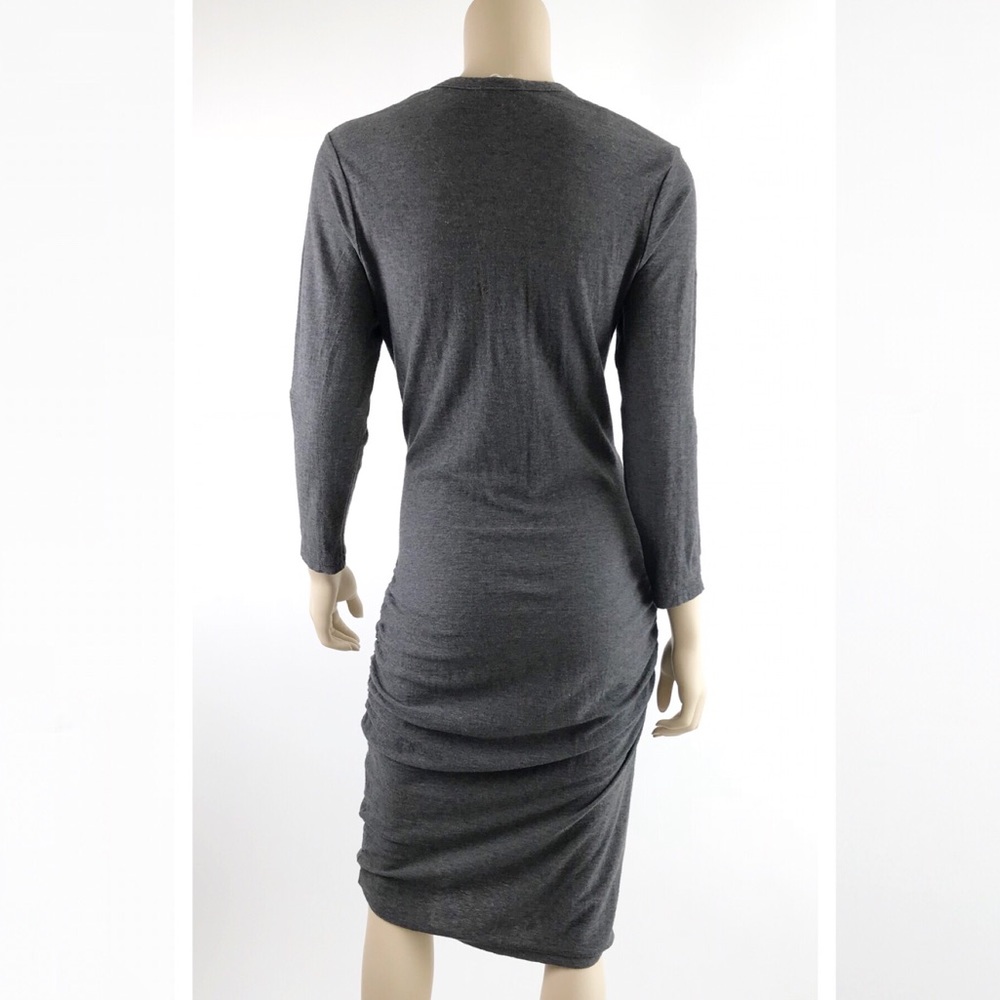 James Perse melange ruched midi dress cotton wool - Picture 4 of 7